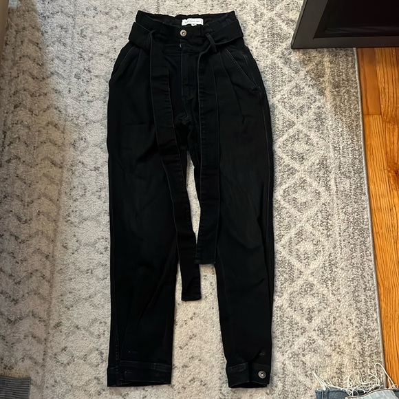 something navy black jean pants with tie belt great condition size 00 - Picture 1 of 6